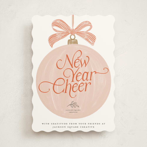 This is a candied grapefruit business holiday cards with standard by Jenna Holcomb called tied with a bow printing on signature in standard
