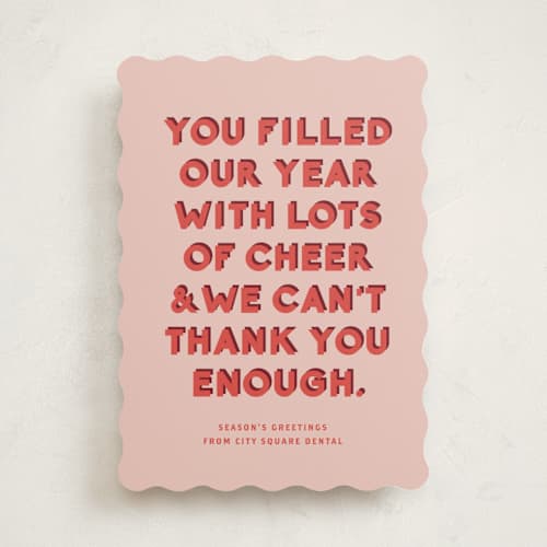 This is a gumdrop business holiday cards with standard by Olivia Kanaley Inman called year of cheer printing on signature in standard