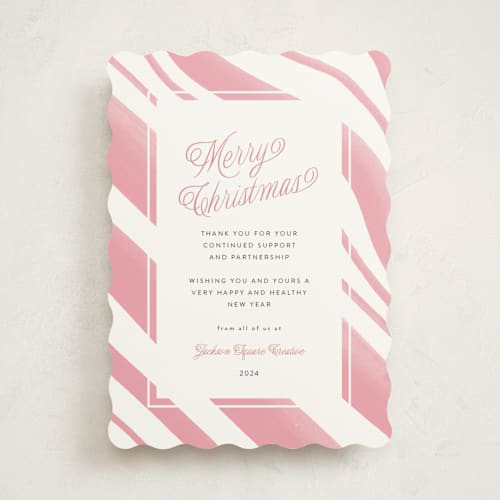 This is a candy business holiday cards with standard by Erika Firm called peppermint border printing on signature in standard