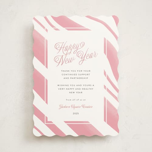 This is a candy business holiday cards with standard by Erika Firm called peppermint border printing on signature in standard