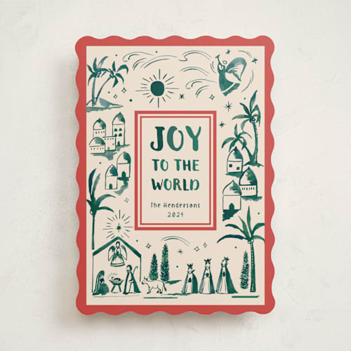 This is a fir non photo holiday cards with standard by Teju Reval called painted nativity printing on signature in standard