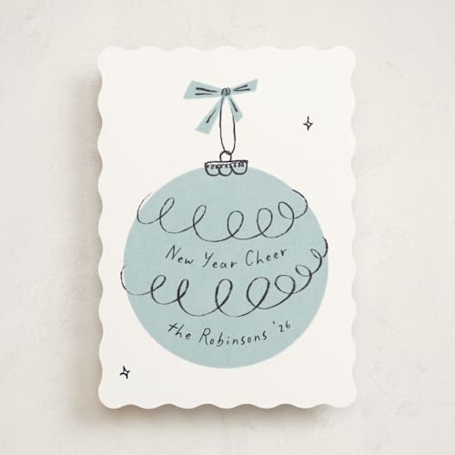 This is a frost non photo holiday cards with standard by Gwen Bedat called retro ornament printing on signature in standard