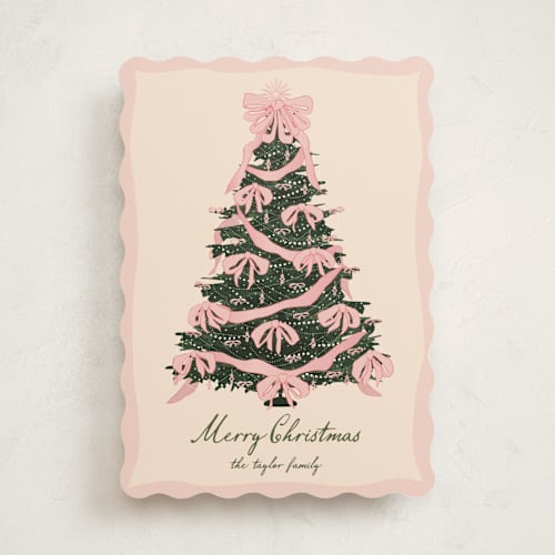 This is a rose non photo holiday cards with standard by Jennifer Lew called rococo tree printing on signature in standard
