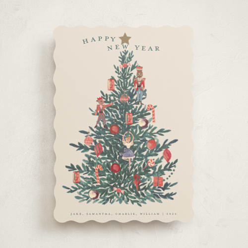 This is a fir non photo holiday cards with standard by Teju Reval called nutcracker tree printing on signature in standard