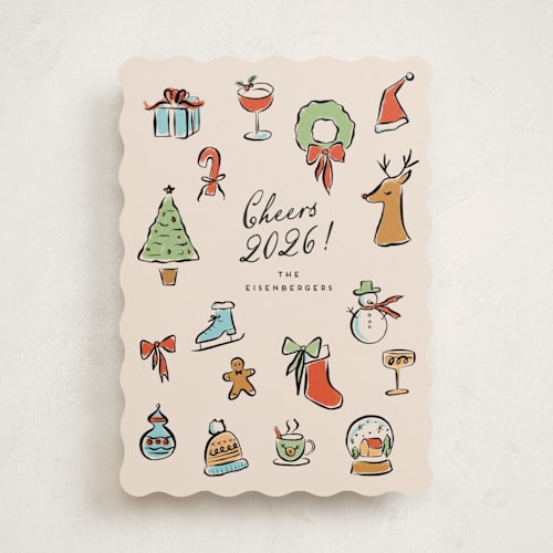 This is a almond non photo holiday cards with standard by chocomocacino called glögi printing on signature in standard