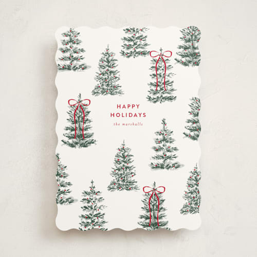 This is a snow non photo holiday cards with standard by Angela Garrick called festive forest printing on signature in standard