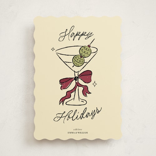 This is a holly berry non photo holiday cards with standard by Helena Vitto called cin cin! printing on signature in standard