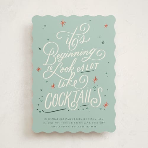 This is a frost holiday party invitations with standard by Stephanie Hawkes called a lot like cocktails printing on signature in standard