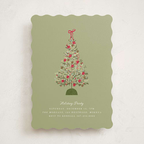This is a mint holiday party invitations with standard by Baumbirdy called holiday tree party printing on signature in standard