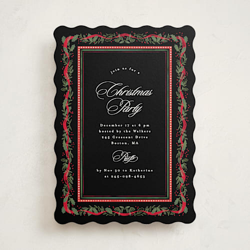 This is a coal holiday party invitations with standard by Creo Study called christmassy printing on signature in standard
