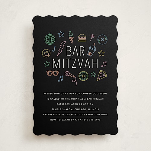 This is a sprinkles bar mitzvah bat mitzvah invitations with standard by Brandy Folse called neon vibes printing on signature in standard
