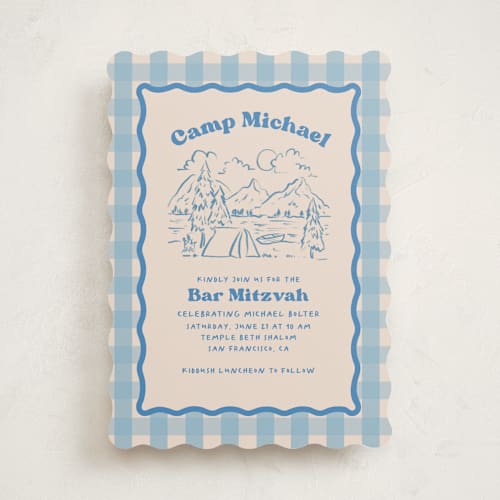 This is a sky bar mitzvah bat mitzvah invitations with standard by Creo Study called camp mitzvah printing on signature in standard