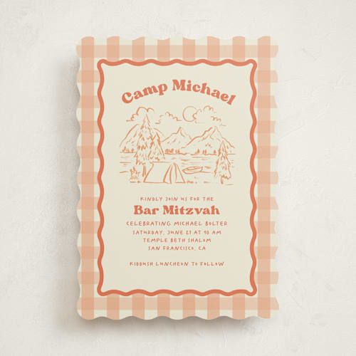 This is a sunset bar mitzvah bat mitzvah invitations with standard by Creo Study called camp mitzvah printing on signature in standard