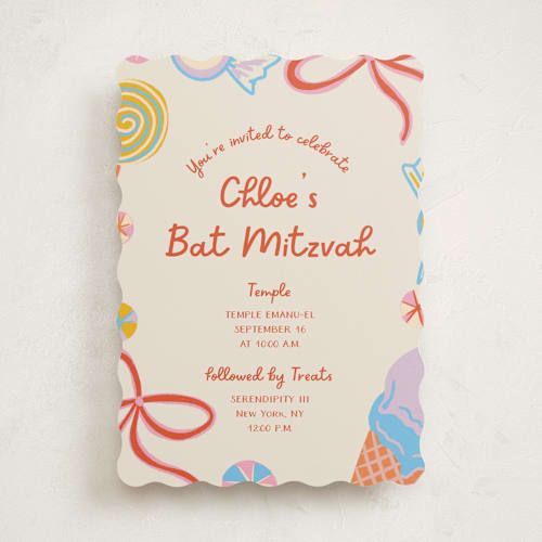 This is a cookie bar mitzvah bat mitzvah invitations with standard by Lissabeth Anglin called super sweet printing on signature in standard