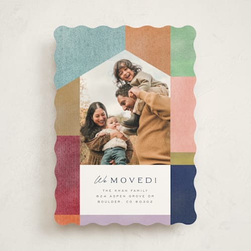 This is a navy moving announcements with standard by Sierra Lee called colorblock home printing on signature in standard