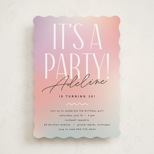 This is a sherbet party invitations with standard by Pixel and Hank called it's a party printing on signature in standard