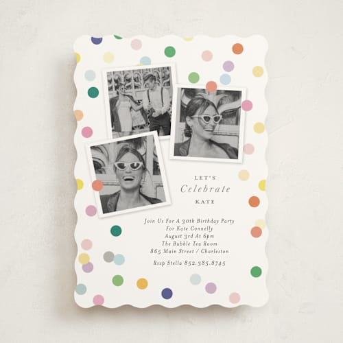 This is a confetti party invitations with standard by Lori Wemple called confetti printing on signature in standard