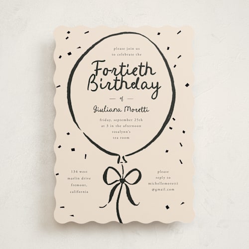 This is a ink party invitations with standard by Carmia Jordaan called inked balloon printing on signature in standard