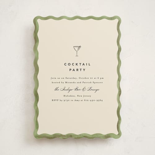 This is a palm party invitations with standard by Creo Study called formal scallop printing on signature in standard