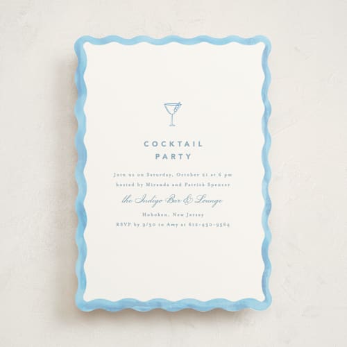 This is a capri party invitations with standard by Creo Study called formal scallop printing on signature in standard