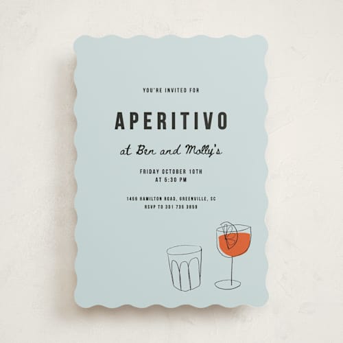 This is a azzurro party invitations with standard by Claire called aperol printing on signature in standard
