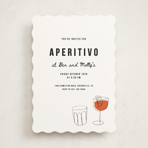 This is a bianco party invitations with standard by Claire called aperol printing on signature in standard