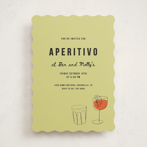 This is a olio party invitations with standard by Claire called aperol printing on signature in standard