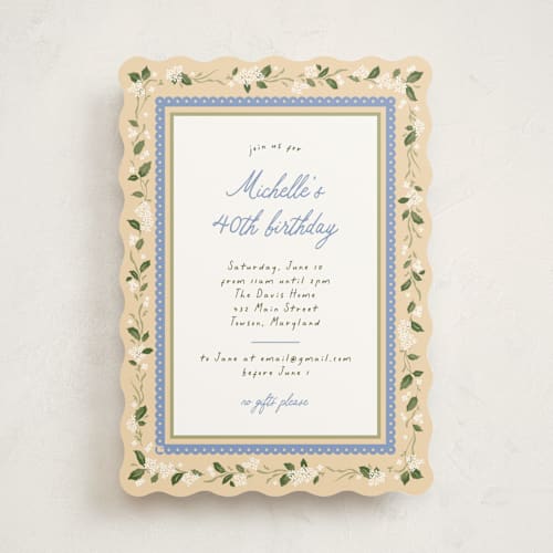This is a summer lemon party invitations with standard by Erin L. Wilson called sweet hydrangea printing on signature in standard
