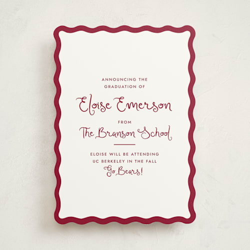 This is a crimson graduation announcements with standard by Megan Davis called augusta printing on signature in standard