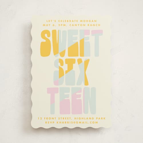 This is a vanilla sweet sixteen birthday party invitations with standard by Baumbirdy called sweet type printing on signature in standard
