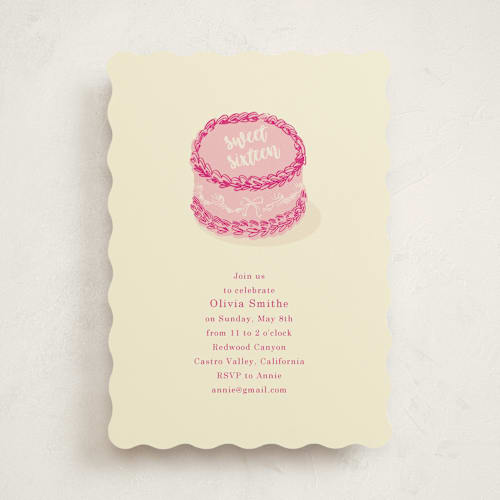 This is a cotton candy sweet sixteen birthday party invitations with standard by Baumbirdy called lambeth cake printing on signature in standard