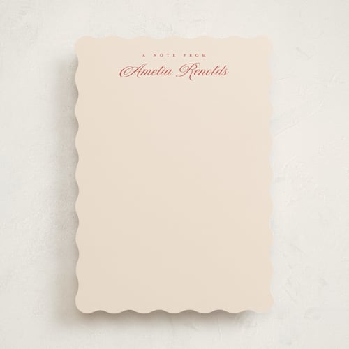 This is a scarlet personalized stationery thank you cards with standard by Pixel and Hank called minimal elegance printing on signature in 5x7