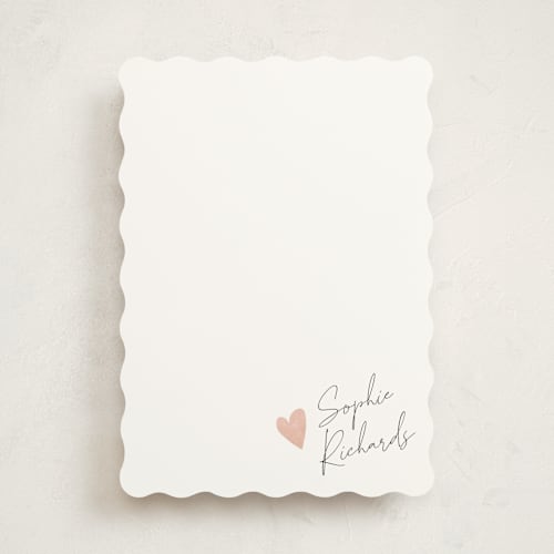 This is a blush personalized stationery thank you cards with standard by Adelyn T. called signed heart printing on signature in 5x7