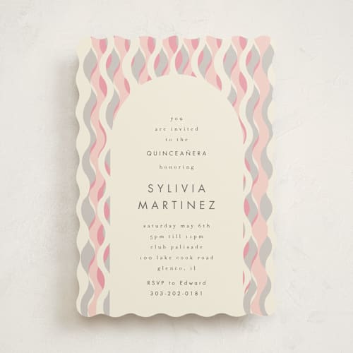 This is a peony sweet sixteen birthday party invitations with standard by Baumbirdy called party streamers printing on signature in standard