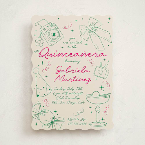 This is a grass sweet sixteen birthday party invitations with standard by Celine Nguyen called hand-drawn birthday fun printing on signature in standard