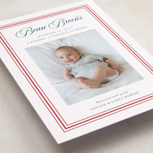 This is a candy apple grand birth announcements with standard by Alston Foster called little darling printing on recycled smooth signature in grand