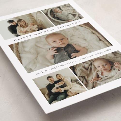 This is a cloud grand birth announcements with standard by Heather Schertzer called too cute printing on smooth signature in grand