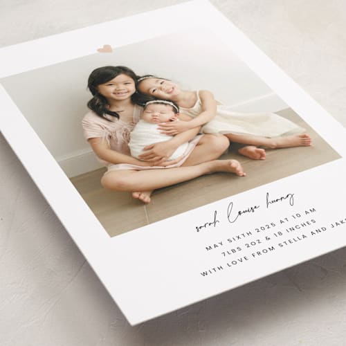 This is a camellia grand birth announcements with standard by Blustery August called camellia printing on recycled smooth signature in grand