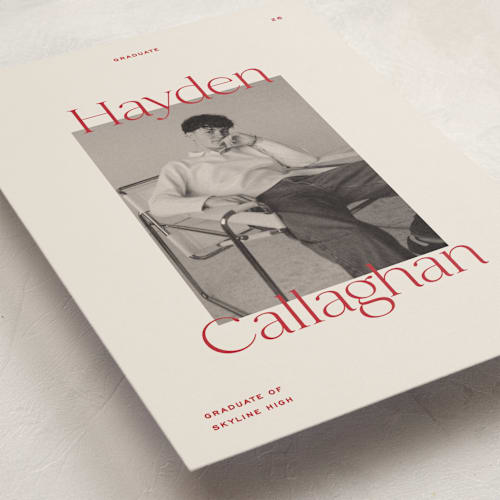 This is a scarlet graduation announcements with standard by Ellen Schlegelmilch called hayden printing on recycled smooth signature in grand