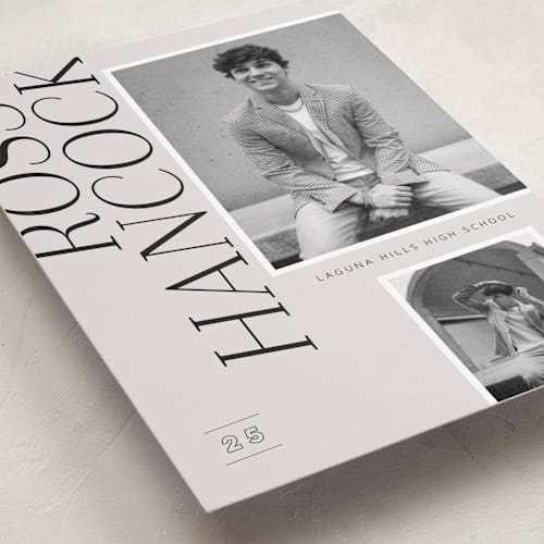 This is a stone graduation announcements with standard by Stacey Day called fashion printing on recycled smooth signature in grand
