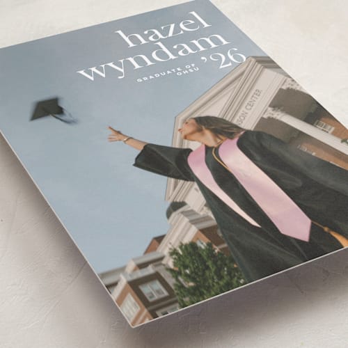 This is a moon graduation announcements with standard by Bryanna Mehner called crest printing on recycled smooth signature in grand