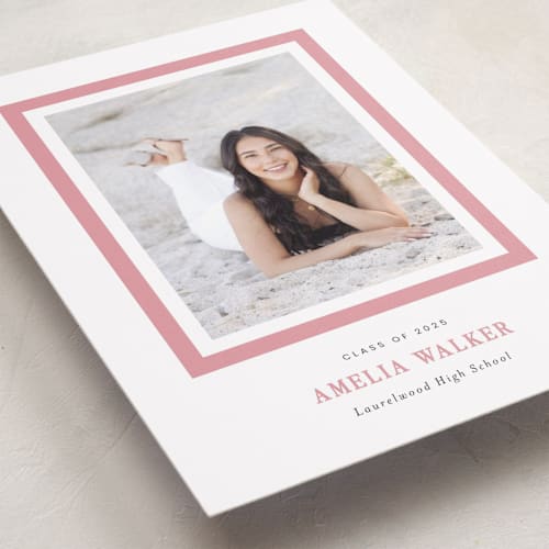 This is a peony graduation announcements with standard by Sara Hicks Malone called charm printing on recycled smooth signature in grand