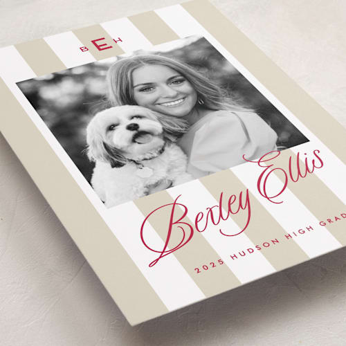This is a parchment graduation announcements with standard by Susan Zinader called bexley printing on recycled smooth signature in grand