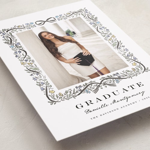 This is a ink graduation announcements with standard by Petra Kern called floristica printing on recycled smooth signature in grand