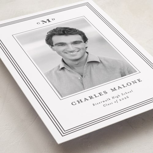 This is a steel graduation announcements with standard by Creo Study called timeless impressions printing on recycled smooth signature in grand