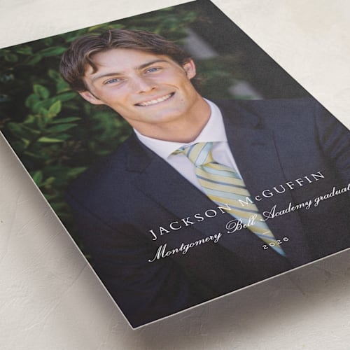 This is a cloud graduation announcements with standard by Sara Hicks Malone called academy printing on recycled smooth signature in grand