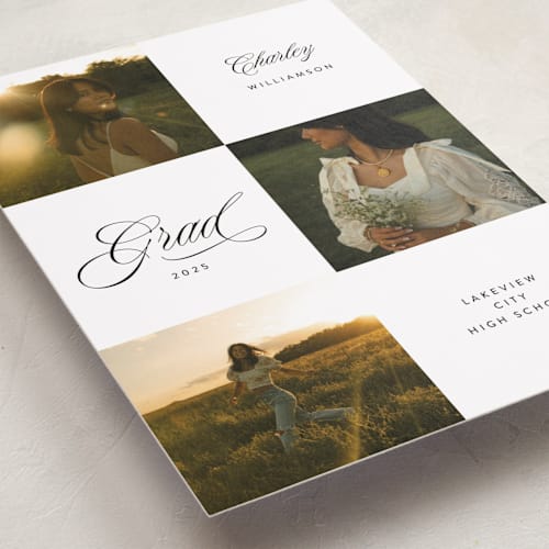 This is a cotton graduation announcements with standard by Kate Ahn called checked printing on recycled smooth signature in grand