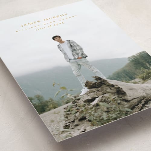 This is a sunshine graduation announcements with standard by Owl and Toad called understated printing on recycled smooth signature in grand