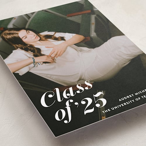 This is a ink graduation announcements with standard by Megan Davis called class dismissed printing on recycled smooth signature in grand
