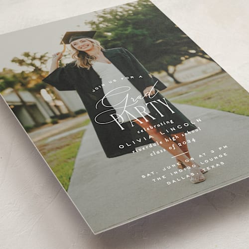 This is a cotton graduation invitations with standard by Creo Study called classic party printing on recycled smooth signature in grand
